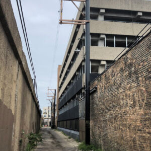 Trident single-layer composite pole in limited access small city area