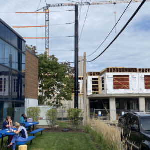 Trident composite pole in limited access small city area