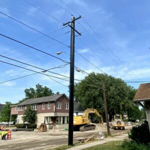 Trident multi-layer pole in neighborhood