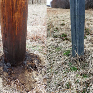 leaching in wooden pole replaced with Trident composite pole